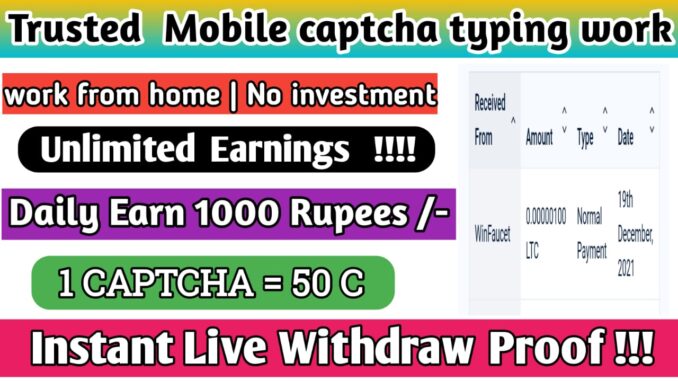 Trusted mobile captcha typing jobs without investment